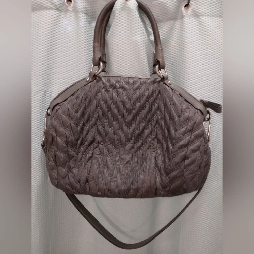 Coach Gray 70th Anniversary Madison Quilted Pleated Nylon Small Satchel